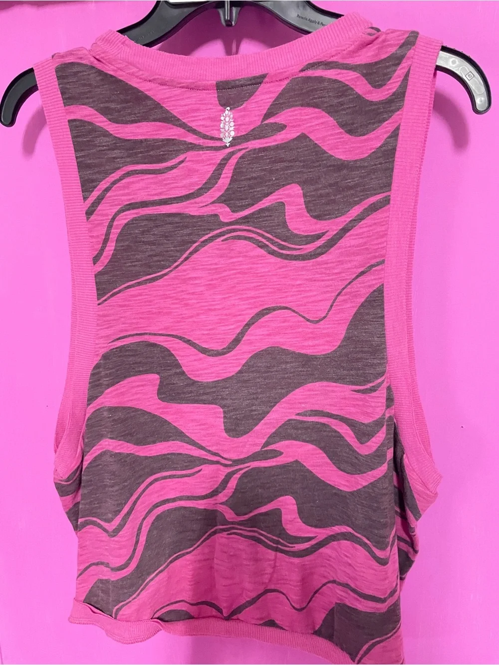 Free People Pink and Gray Wave-Print Tank Top
